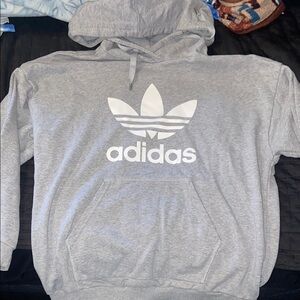 Adidas Gray and White Sweater with Iconic Logo